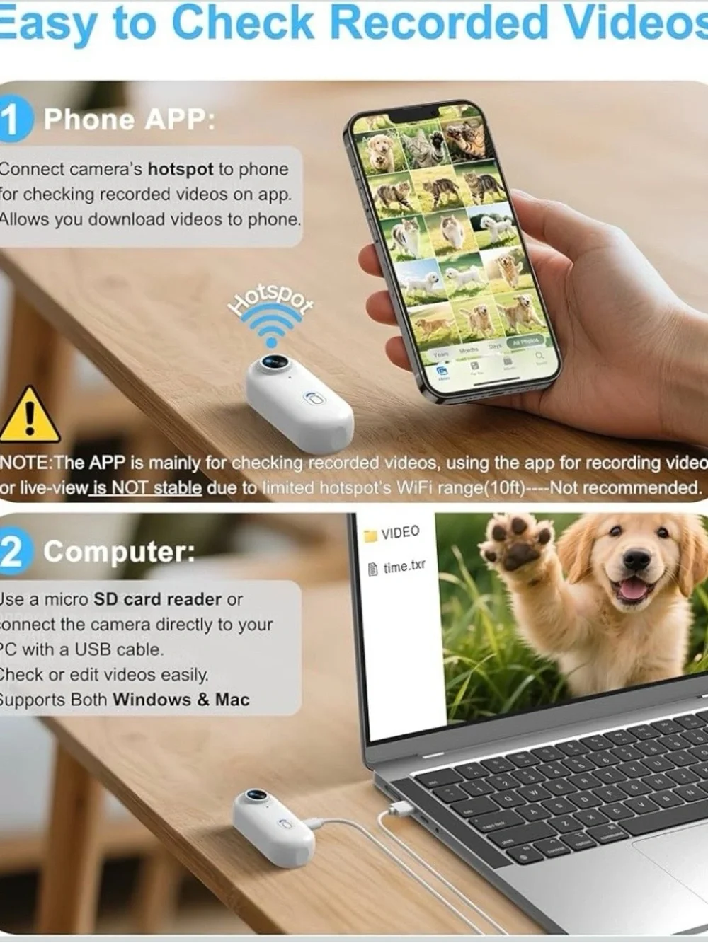 NEW - Cat Camera Collar with Phone APP, 1080P HD Video Recording, XS/M-Size Pet
